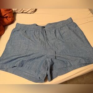 Soft denim adjustable waist drawstring shorts